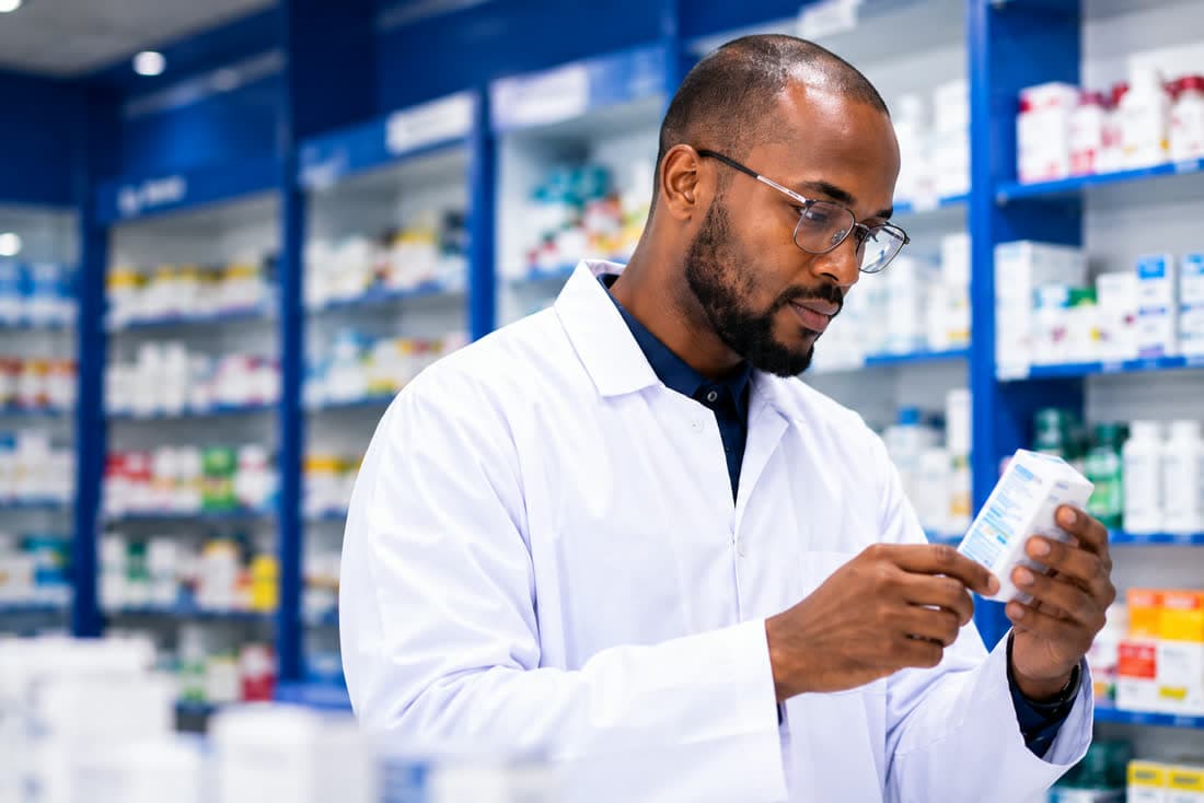 A Prolifer pharmacist checking a medication